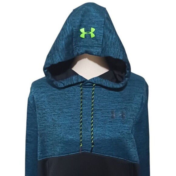 Under Armour Hoodie Mens Medium Blue Black Storm 1 Loose Fit Pullover Sweatshirt - Picture 2 of 5
